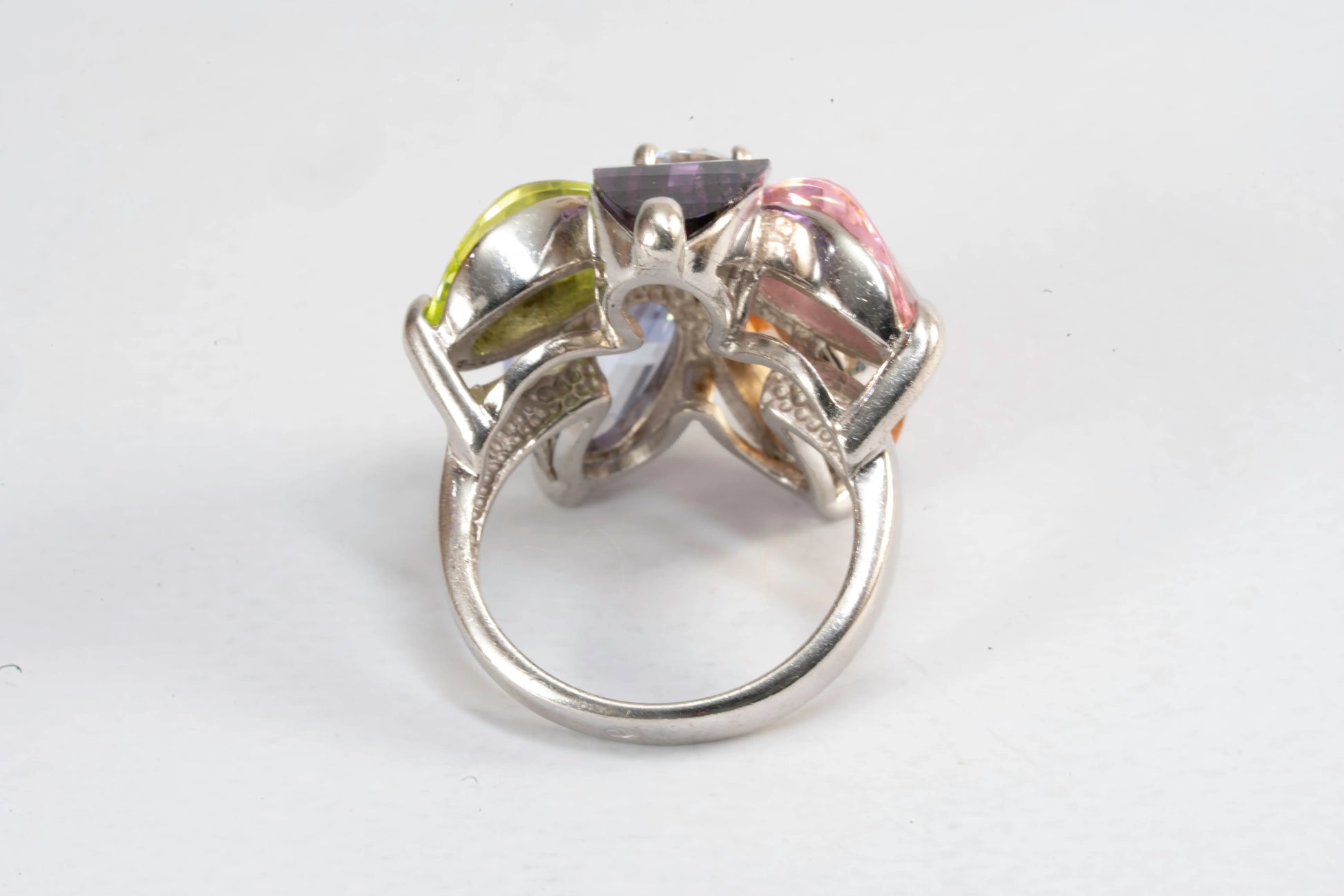 Bague en Argent motif fleur avec pierres colorées Ma boutique