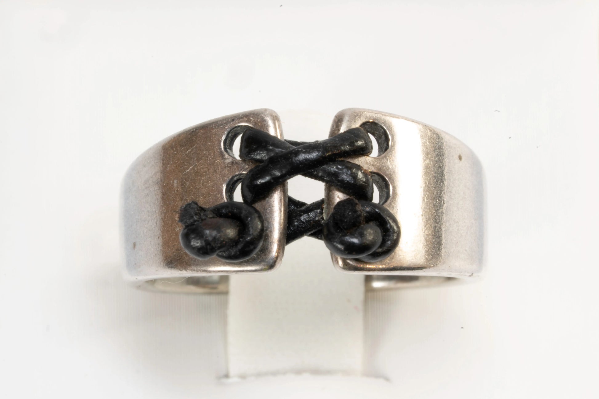 Bague en Argent avec lien en cuir Ma boutique