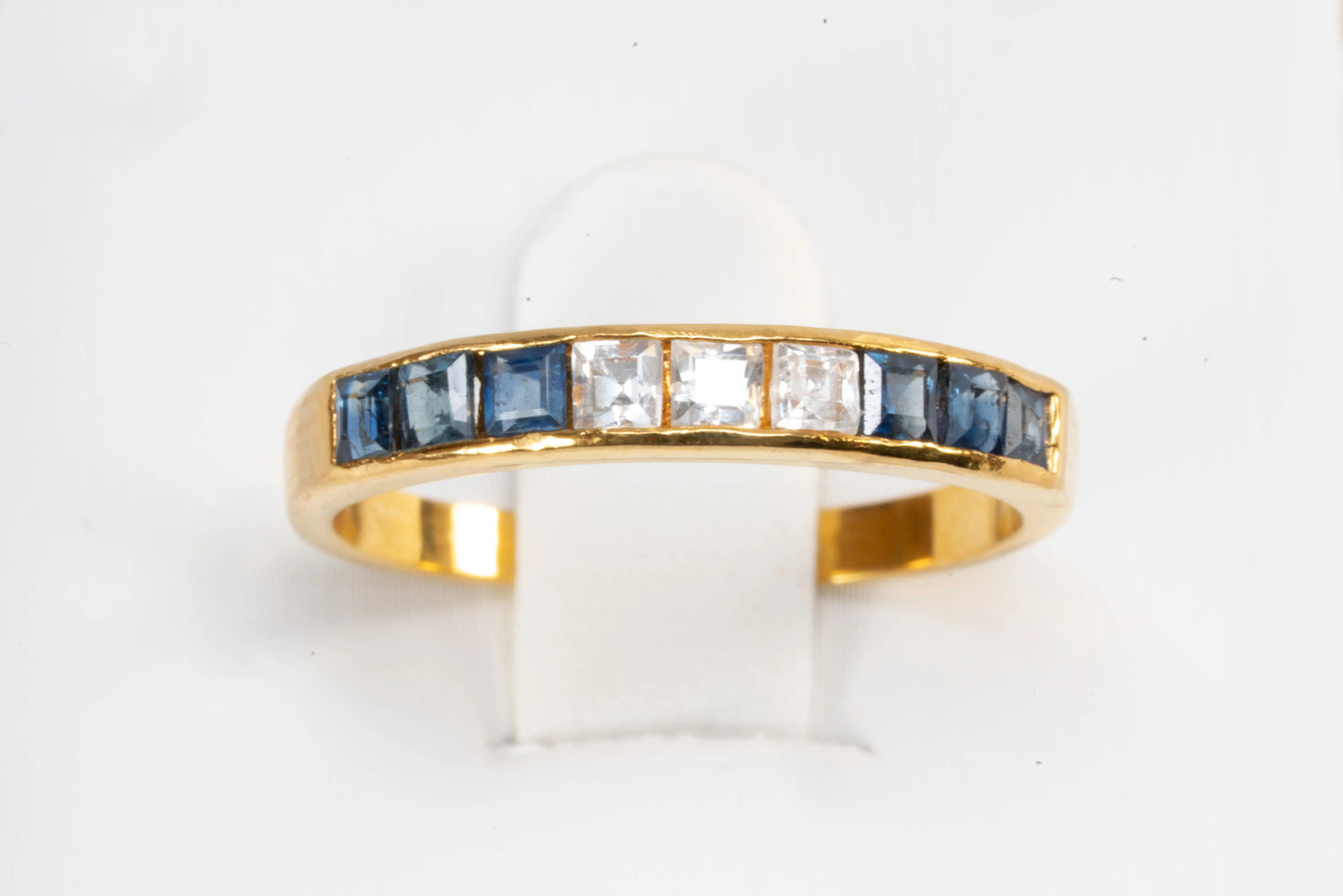 Bague en Plaqué Or avec pierres de Zirconium et pierres bleues Ma boutique