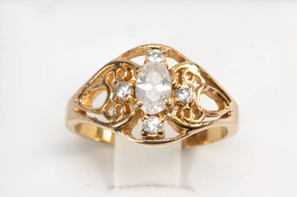 Bague en Plaqué Or style art déco avec pierres de Zirconium Ma boutique