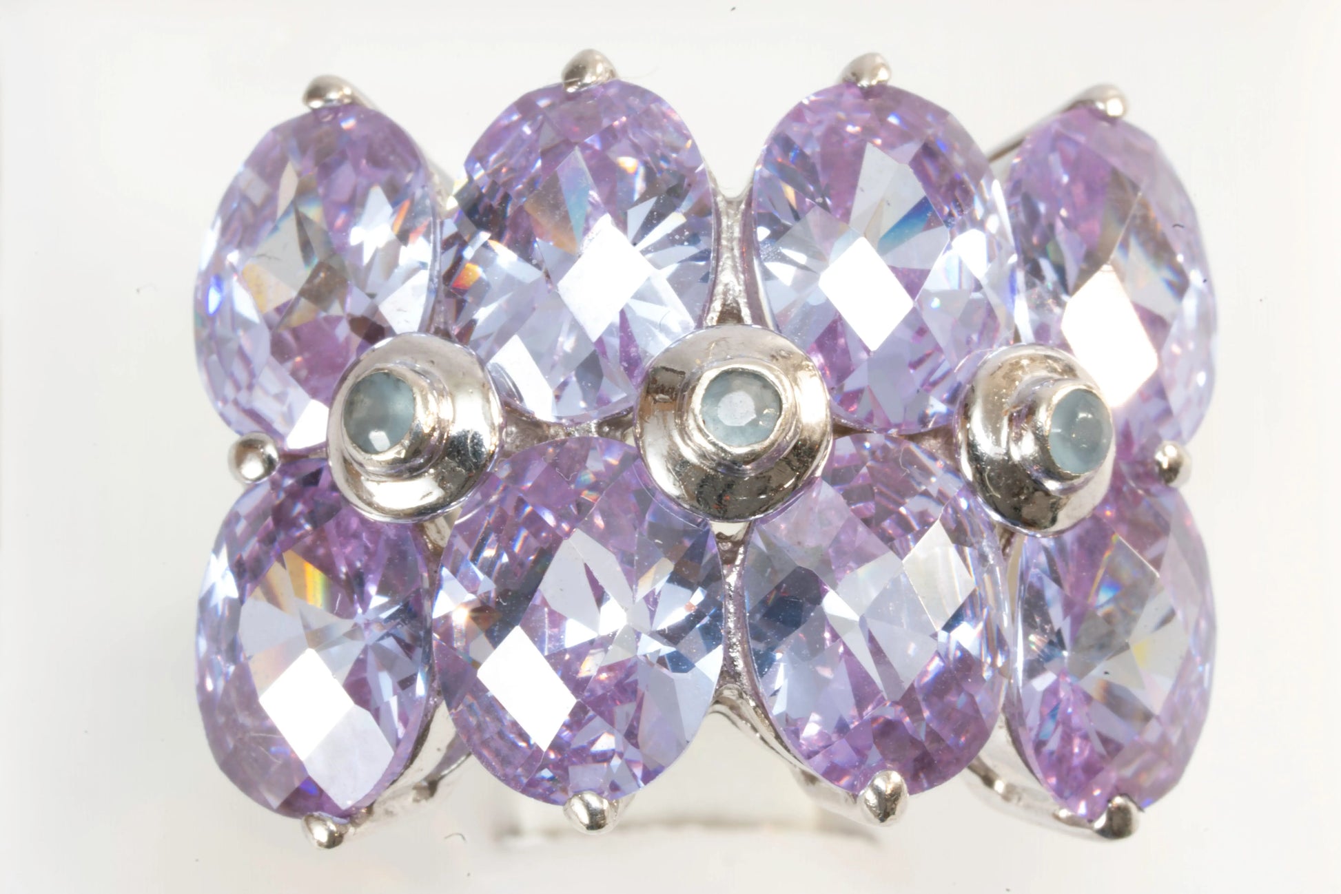 Bague en Argent avec pierres violettes de verre coloré Ma boutique