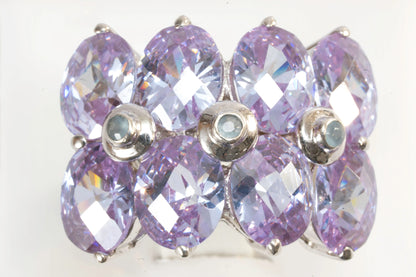 Bague en Argent avec pierres violettes de verre coloré Ma boutique