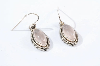 Boucles d'oreilles en Argent avec pierre de quartz rose Ma boutique