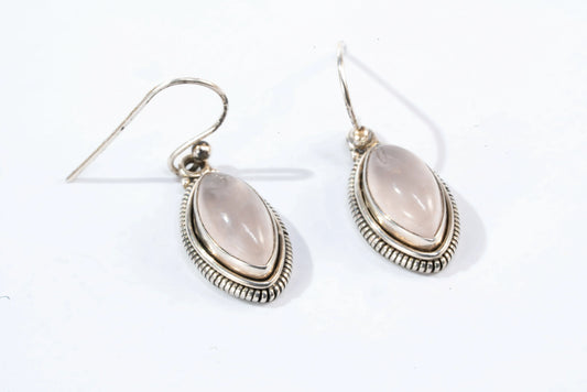 Boucles d'oreilles en Argent avec pierre de quartz rose Ma boutique