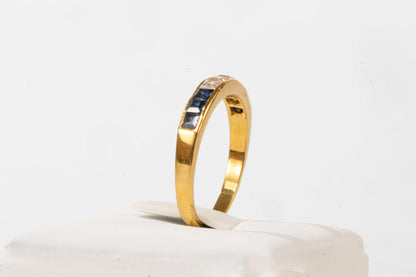 Bague en Plaqué Or avec pierres de Zirconium et pierres bleues Ma boutique