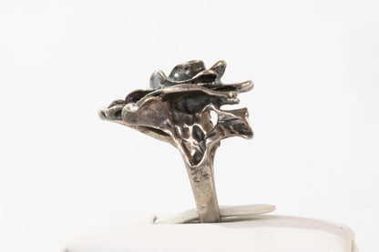 Bague en Argent motif rose sculté Ma boutique