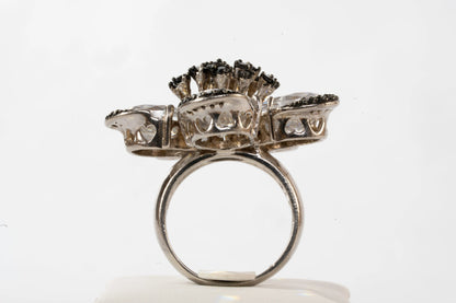 Bague en Argent motif fleur avec pierres de Zirconium Ma boutique