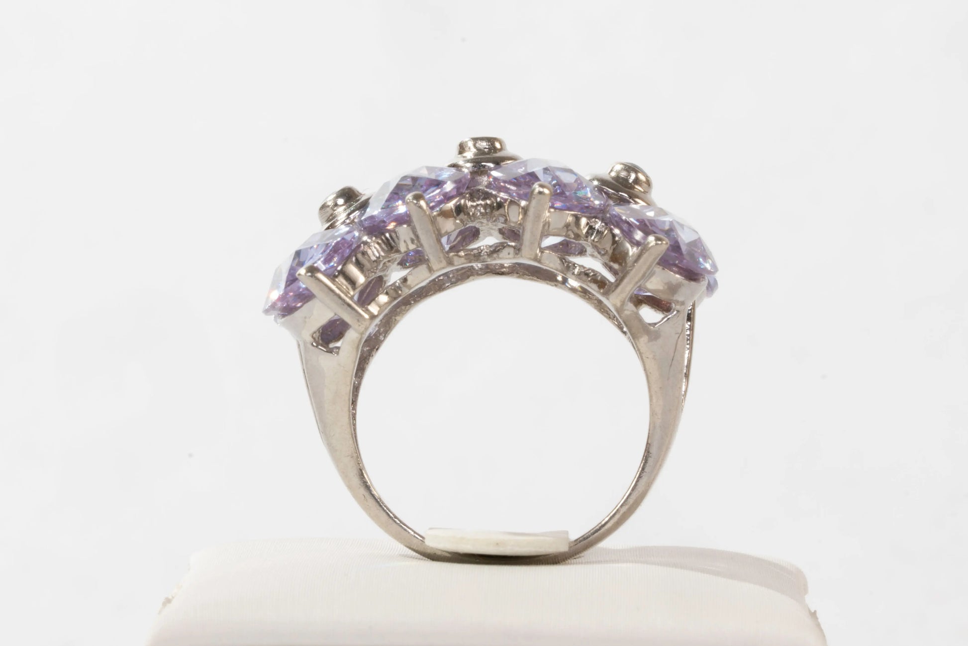 Bague en Argent avec pierres violettes de verre coloré Ma boutique