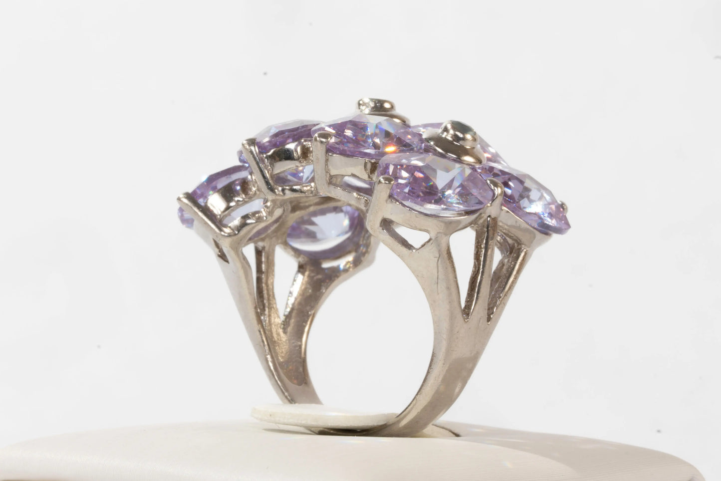 Bague en Argent avec pierres violettes de verre coloré Ma boutique