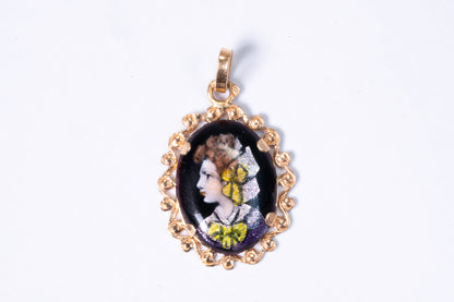 Pendentif Or Jaune 18K – Miniature Émail de Limoges