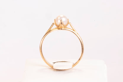 Solitaire Perle de Culture Monture Épaulée Or Jaune 18K