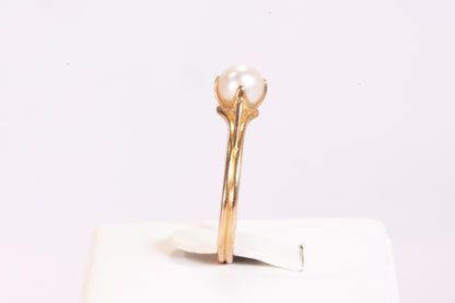 Solitaire Perle de Culture Monture Épaulée Or Jaune 18K