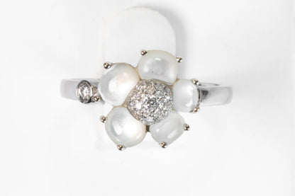 Bague Mauboussin Éternité Tendresse – Or Blanc, Nacre et Diamants