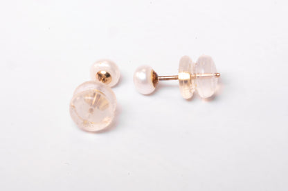 Boucles d'Oreilles clous Perle de Culture Or Jaune 9K