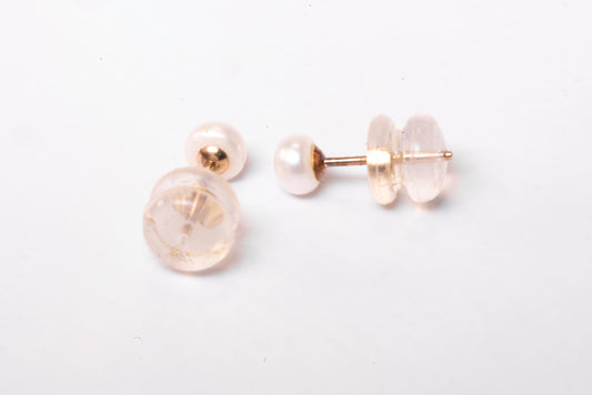 Boucles d'Oreilles clous Perle de Culture Or Jaune 9K