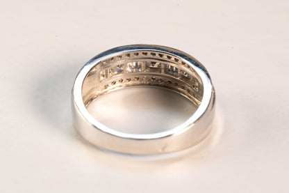 Bague Bandeau Or Blanc 9K Serti Multitaille