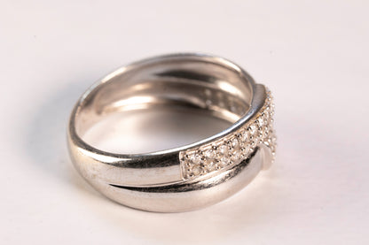 Bague Croisée Or Blanc Pavage Oxydes de Zirconium