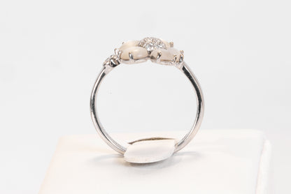 Bague Mauboussin Éternité Tendresse – Or Blanc, Nacre et Diamants