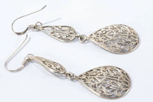 Boucles d'oreilles en Argent avec détails feuilles en filigrane Ma boutique