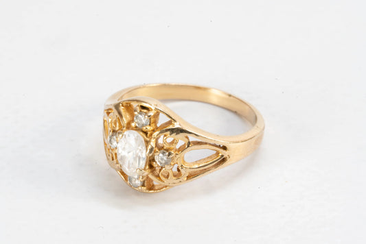 Bague en Plaqué Or style art déco avec pierres de Zirconium Ma boutique