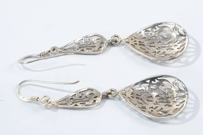 Boucles d'oreilles en Argent avec détails feuilles en filigrane Ma boutique