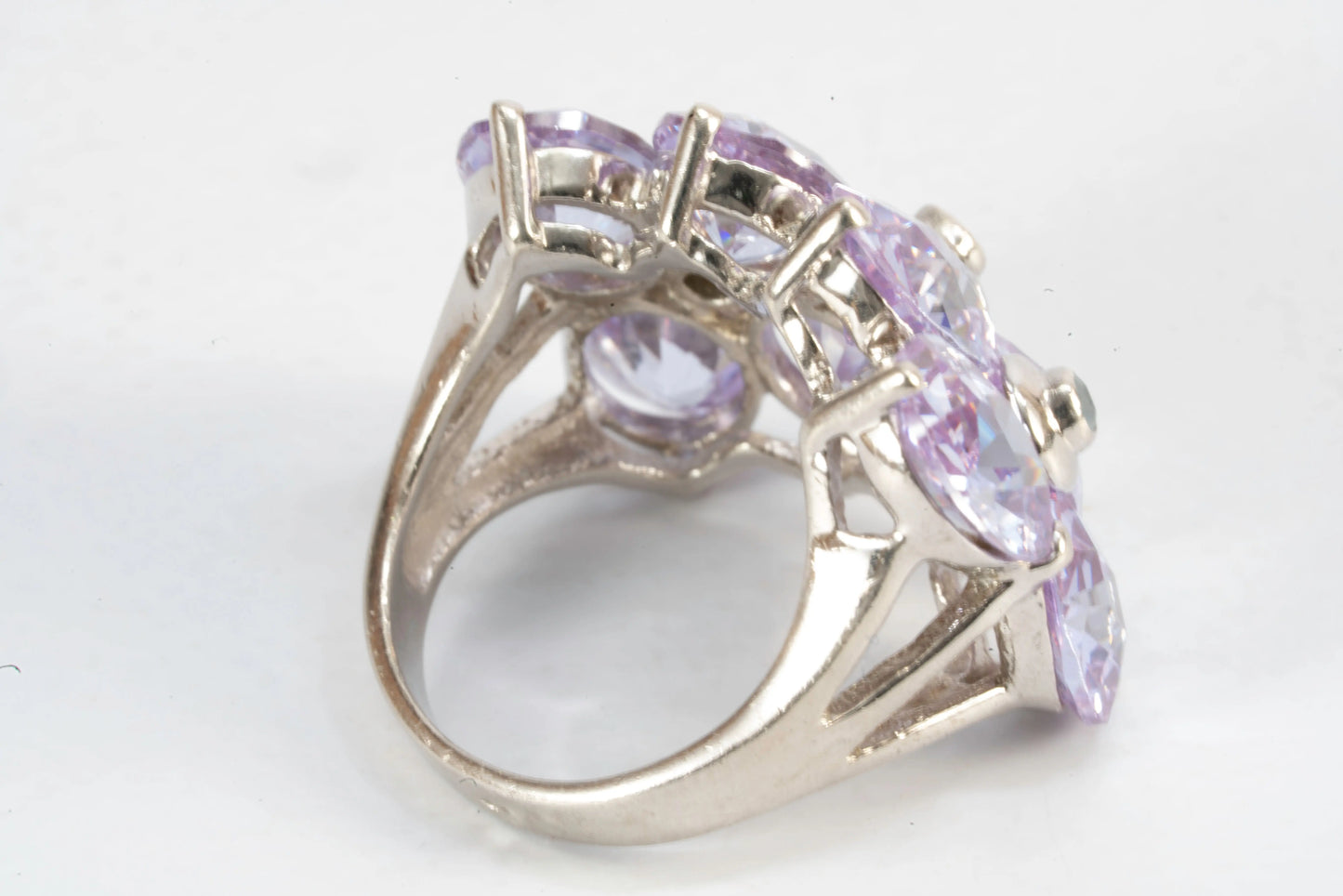 Bague en Argent avec pierres violettes de verre coloré Ma boutique