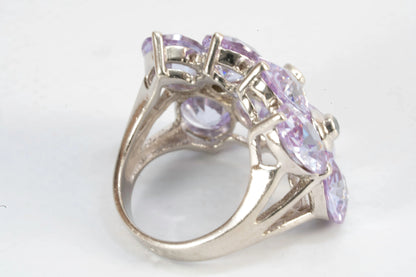 Bague en Argent avec pierres violettes de verre coloré Ma boutique