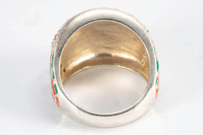 Bague en Argent avec motifs fleurs en émail coloré et pierres de Zirconium Max & Lucie