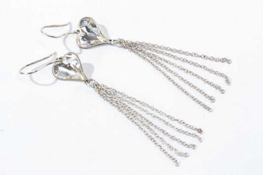 Boucles d'oreilles en Argent avec coeur et multi fils Ma boutique
