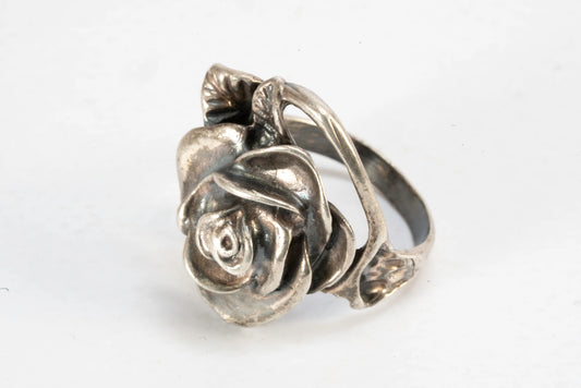 Bague en Argent motif rose sculté Ma boutique