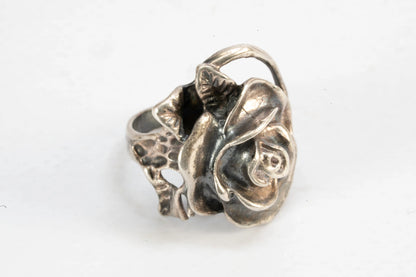 Bague en Argent motif rose sculté Ma boutique