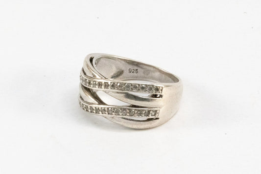 Bague en Argent style croisé avec petites pierres de Zirconium Ma boutique