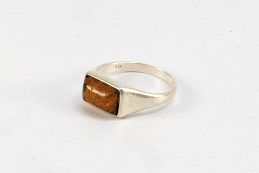 Bague en Argent avec pierre Ambre orange Ma boutique