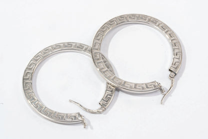 Boucles d'oreilles créoles en Argent forme plate avec motifs Ma boutique