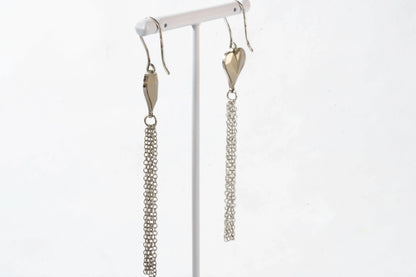 Boucles d'oreilles en Argent avec coeur et multi fils Ma boutique