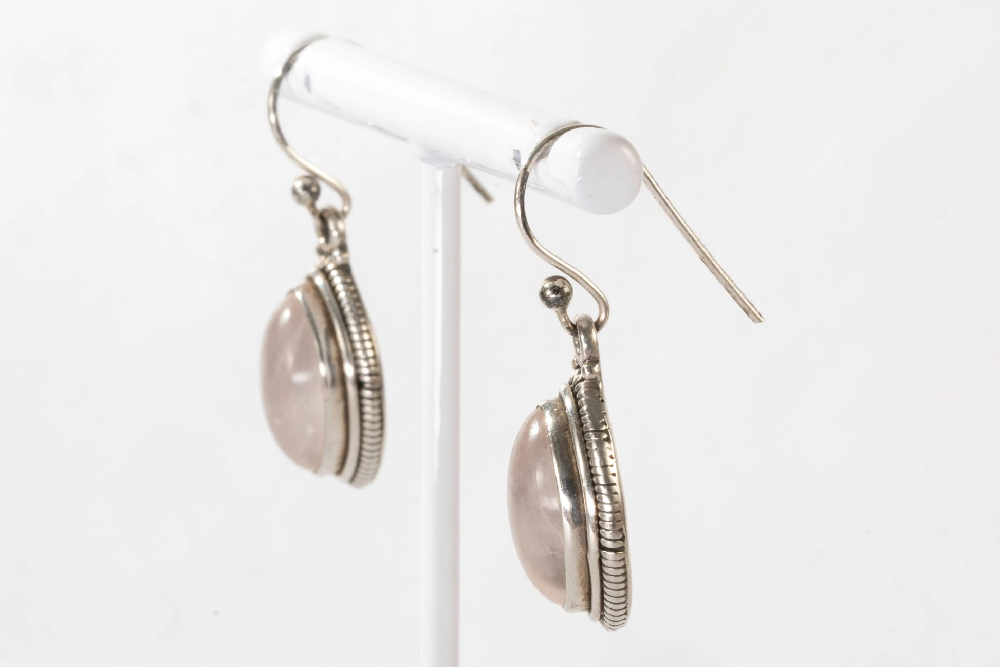 Boucles d'oreilles en Argent avec pierre de quartz rose Ma boutique