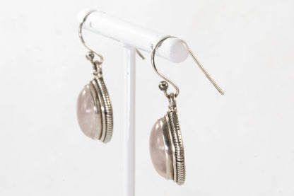 Boucles d'oreilles en Argent avec pierre de quartz rose Ma boutique