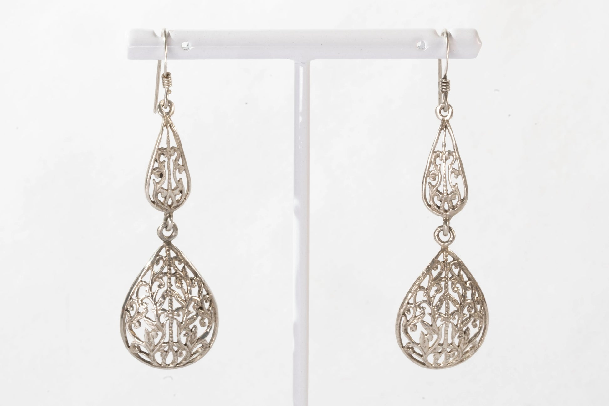 Boucles d'oreilles en Argent avec détails feuilles en filigrane Ma boutique