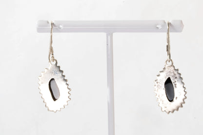 Boucles d'oreilles dormeuses en Argent avec pierres Onyx noires Ma boutique