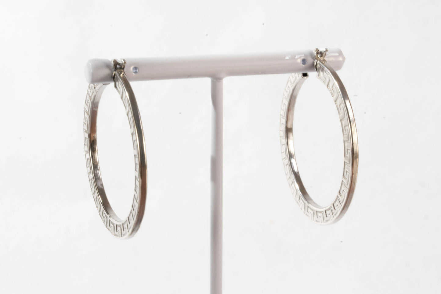 Boucles d'oreilles créoles en Argent forme plate avec motifs Ma boutique