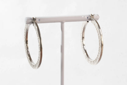 Boucles d'oreilles créoles en Argent forme plate avec motifs Ma boutique