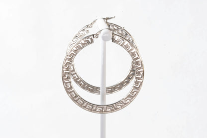 Boucles d'oreilles créoles en Argent forme plate avec motifs Ma boutique