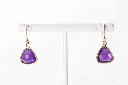 Boucles d'oreilles dormeuses en Argent avec pierres Amethyste en facettes Ma boutique