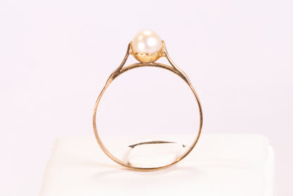 Bague Solitaire Perle de Culture Monture Classique Or 18K