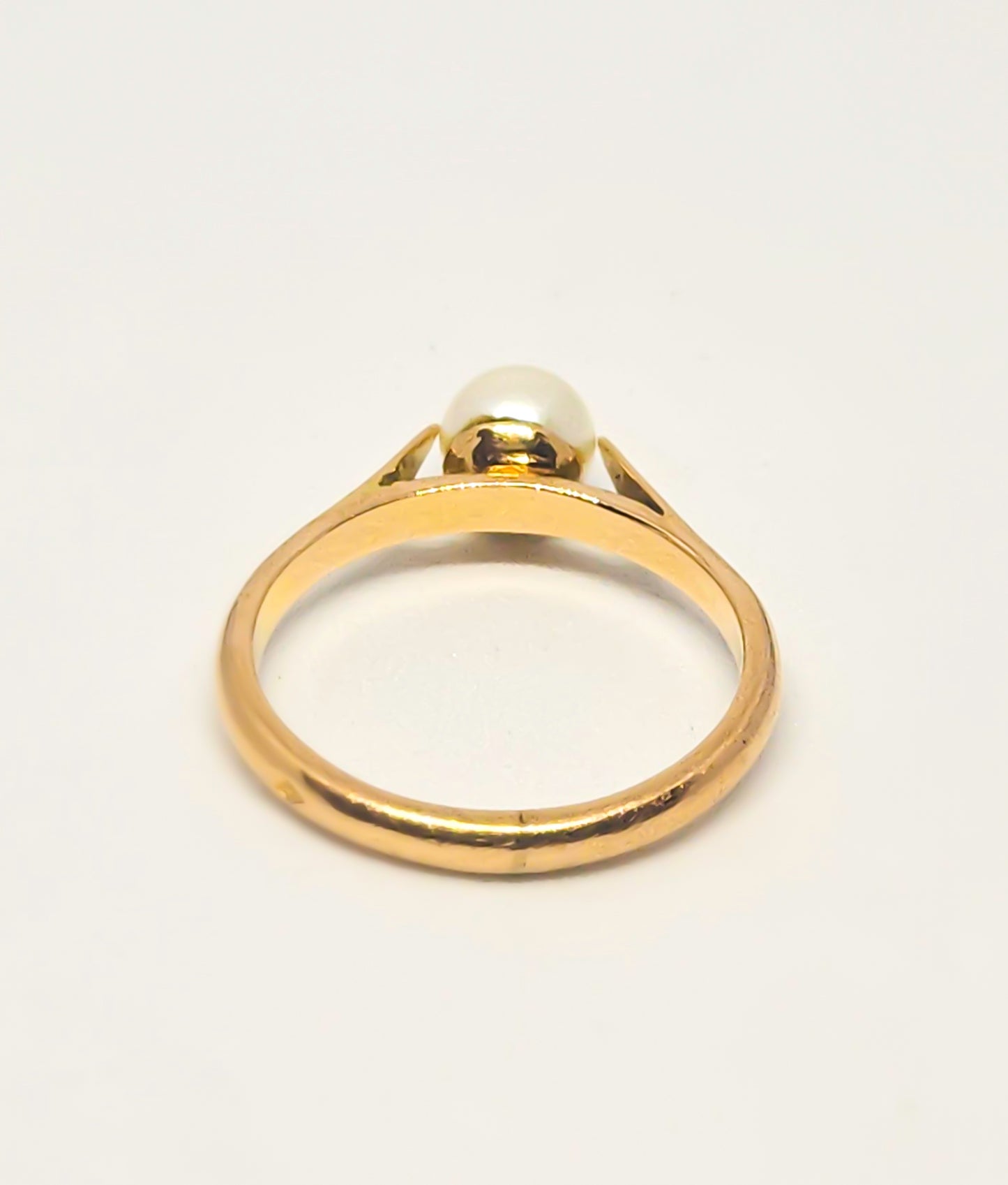 Bague Solitaire Or Jaune et Perle de Culture à Serti double