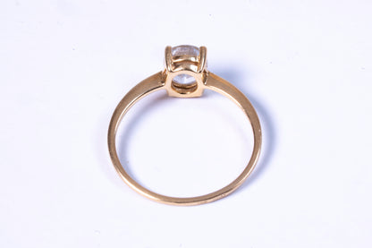 Solitaire Or Jaune 18K et Aigue-Marine Ovale