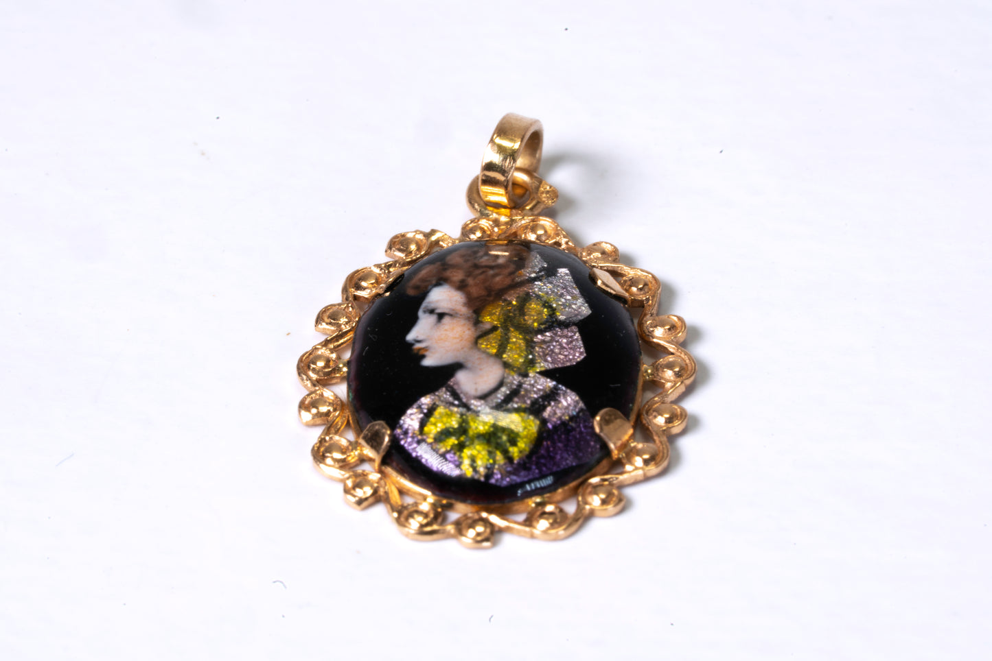 Pendentif Or Jaune 18K – Miniature Émail de Limoges