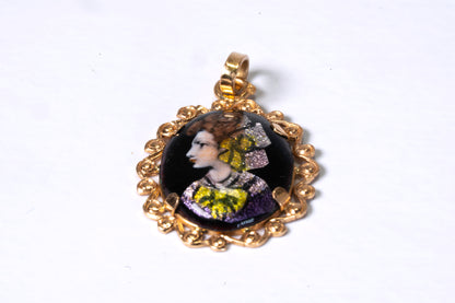 Pendentif Or Jaune 18K – Miniature Émail de Limoges
