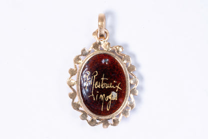 Pendentif Or Jaune 18K – Miniature Émail de Limoges