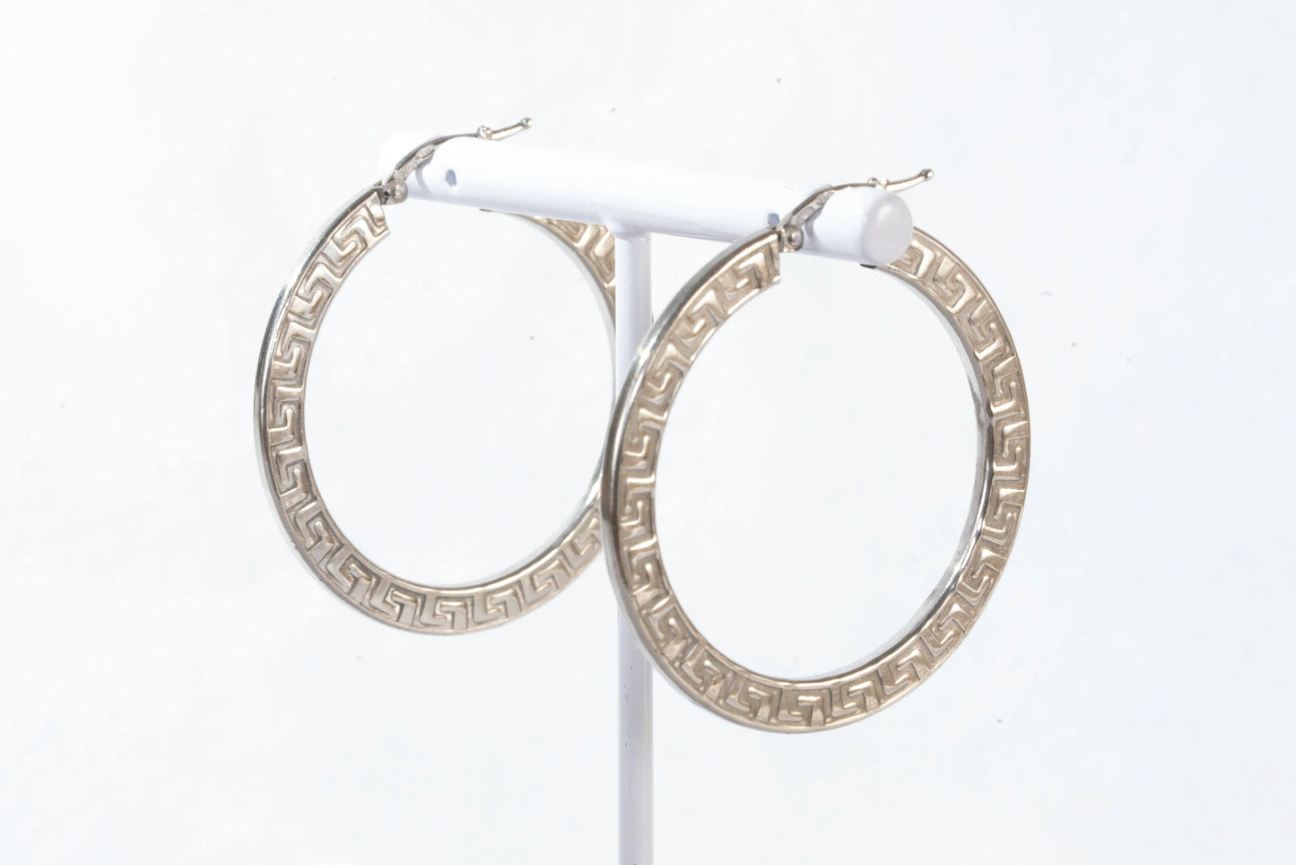 Boucles d'oreilles créoles en Argent forme plate avec motifs Ma boutique